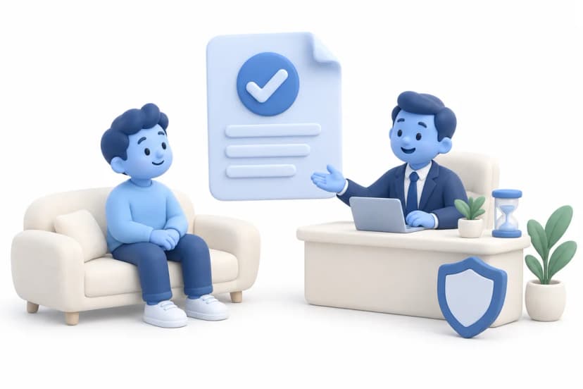 3D illustration of an insurance conversation